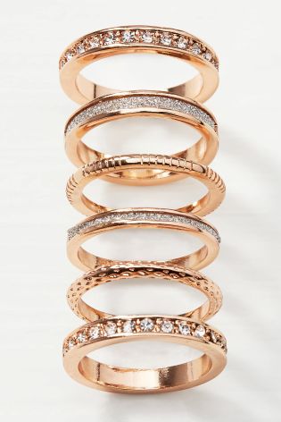 Rose Gold Coloured Glitter Ring Pack